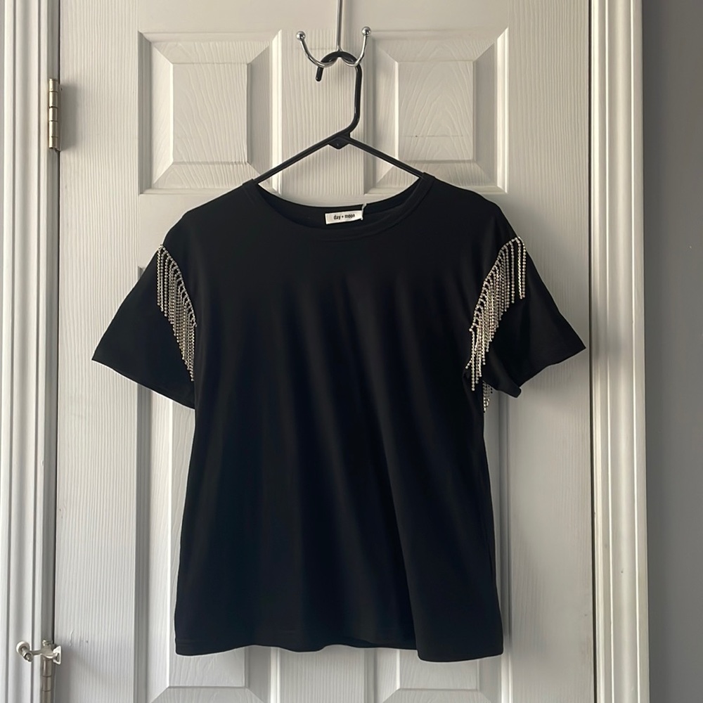 Rhinestone Fringe Tee